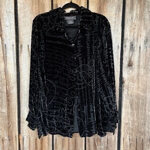 Working Classics Sz‎ 12/14 Velvet Burnout Calligraphy Blouse – Artsy Lagenlook